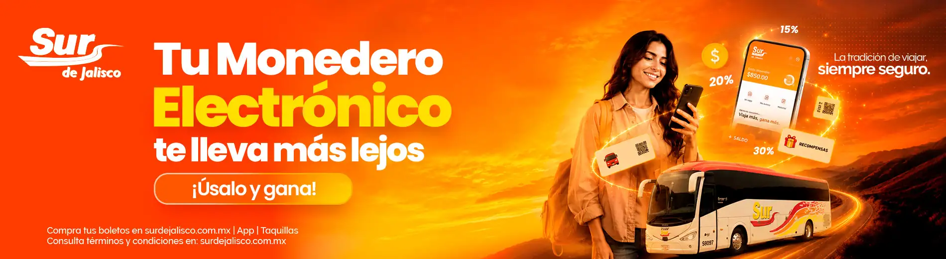 Tu Monedero Electronico te lleva más lejos con Sur de Jalisco